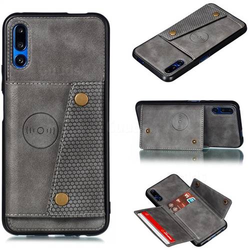 Retro Multifunction Card Slots Stand Leather Coated Phone Back Cover for Huawei Honor 9X - Gray