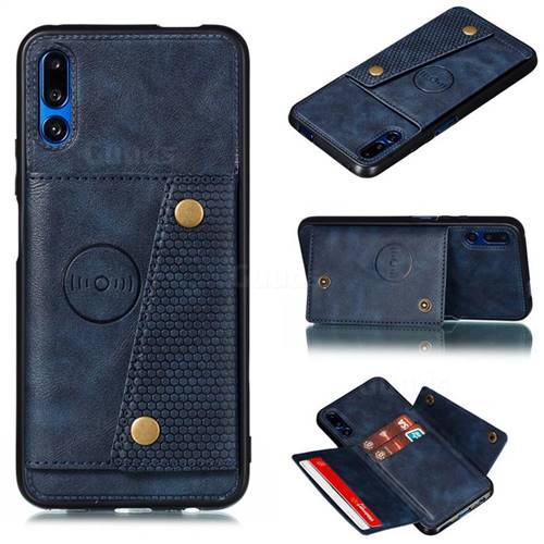 Retro Multifunction Card Slots Stand Leather Coated Phone Back Cover for Huawei Honor 9X - Blue