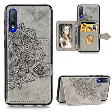 Mandala Flower Cloth Multifunction Stand Card Leather Phone Case for Huawei Honor 9X - Gray