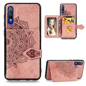 Mandala Flower Cloth Multifunction Stand Card Leather Phone Case for Huawei Honor 9X - Rose Gold