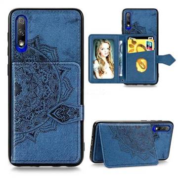 Mandala Flower Cloth Multifunction Stand Card Leather Phone Case for Huawei Honor 9X - Blue