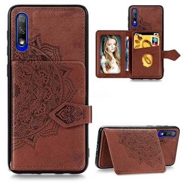 Mandala Flower Cloth Multifunction Stand Card Leather Phone Case for Huawei Honor 9X - Brown
