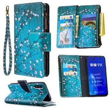 Blue Plum Binfen Color BF03 Retro Zipper Leather Wallet Phone Case for Huawei Honor 9X