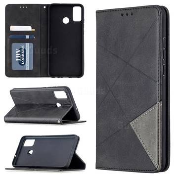 Prismatic Slim Magnetic Sucking Stitching Wallet Flip Cover for Huawei Honor 9X Lite - Black