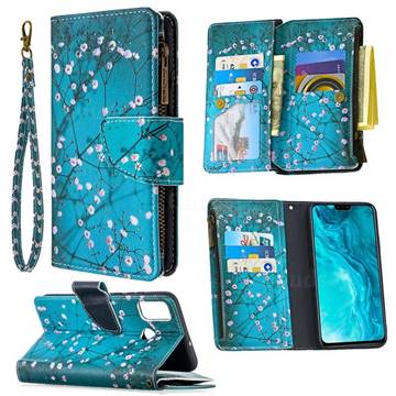 Blue Plum Binfen Color BF03 Retro Zipper Leather Wallet Phone Case for Huawei Honor 9X Lite