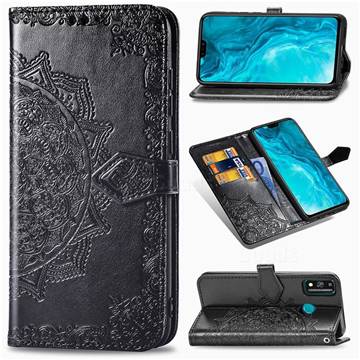Embossing Imprint Mandala Flower Leather Wallet Case for Huawei Honor 9X Lite - Black