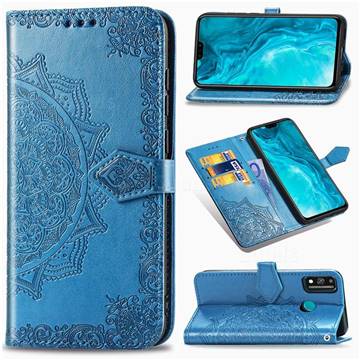 Embossing Imprint Mandala Flower Leather Wallet Case for Huawei Honor 9X Lite - Blue