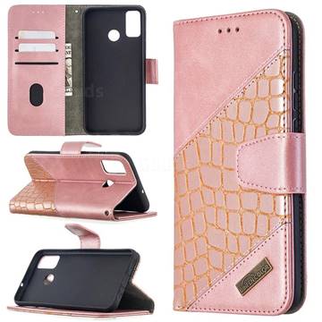 BinfenColor BF04 Color Block Stitching Crocodile Leather Case Cover for Huawei Honor 9X Lite - Rose Gold