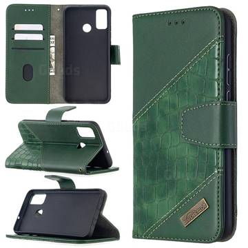 BinfenColor BF04 Color Block Stitching Crocodile Leather Case Cover for Huawei Honor 9X Lite - Green