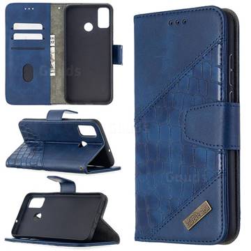 BinfenColor BF04 Color Block Stitching Crocodile Leather Case Cover for Huawei Honor 9X Lite - Blue