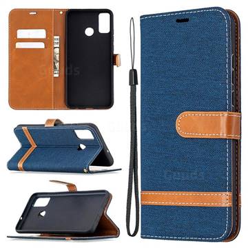 Jeans Cowboy Denim Leather Wallet Case for Huawei Honor 9X Lite - Dark Blue