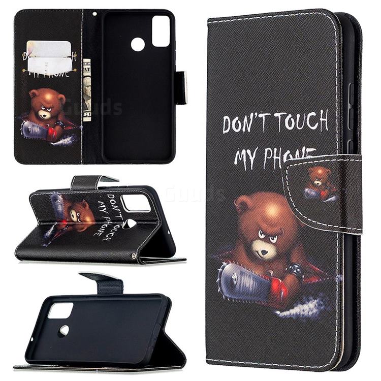 Chainsaw Bear Leather Wallet Case for Huawei Honor 9X Lite