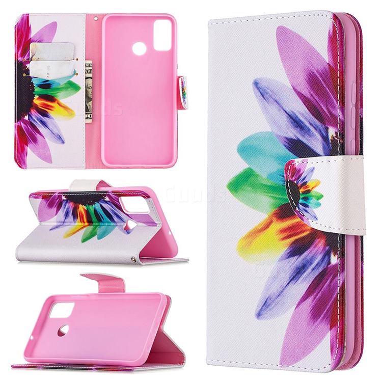 Seven-color Flowers Leather Wallet Case for Huawei Honor 9X Lite