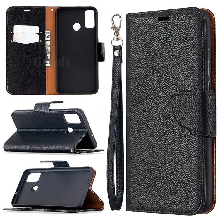 Classic Luxury Litchi Leather Phone Wallet Case for Huawei Honor 9X Lite - Black