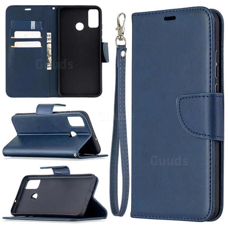 Classic Sheepskin PU Leather Phone Wallet Case for Huawei Honor 9X Lite - Blue