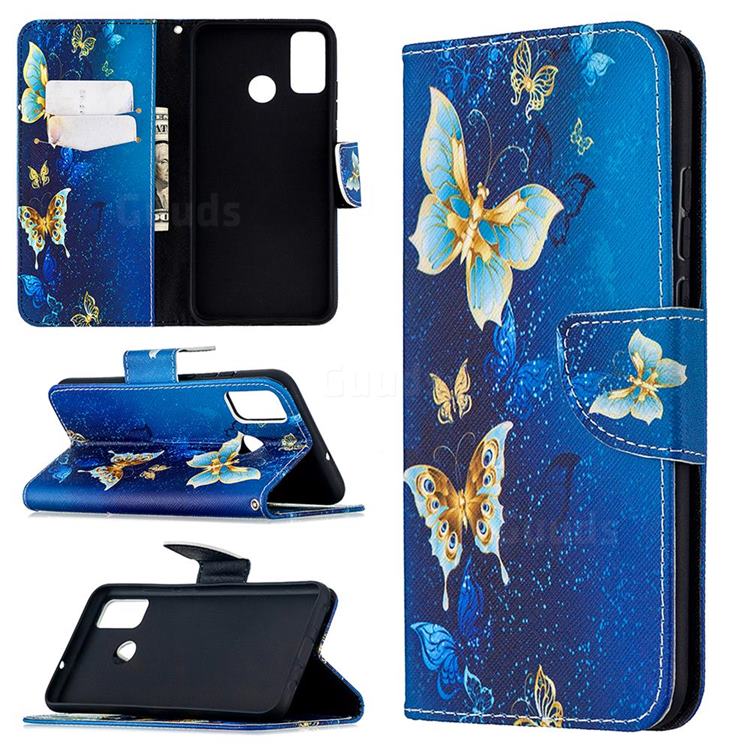Golden Butterflies Leather Wallet Case for Huawei Honor 9X Lite