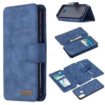 Binfen Color BF07 Frosted Zipper Bag Multifunction Leather Phone Wallet for Huawei Honor 9X Lite - Blue