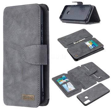 Binfen Color BF07 Frosted Zipper Bag Multifunction Leather Phone Wallet for Huawei Honor 9X Lite - Gray