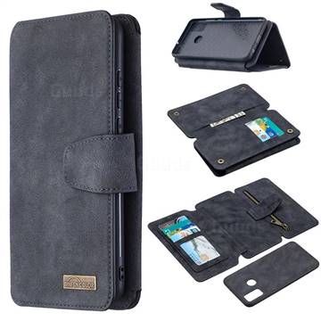 Binfen Color BF07 Frosted Zipper Bag Multifunction Leather Phone Wallet for Huawei Honor 9X Lite - Black