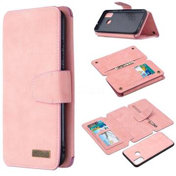 Binfen Color BF07 Frosted Zipper Bag Multifunction Leather Phone Wallet for Huawei Honor 9X Lite - Pink