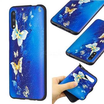 Golden Butterflies 3D Embossed Relief Black Soft Back Cover for Huawei Honor 9X Pro