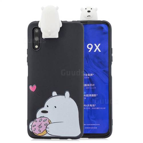 Big White Bear Soft 3D Climbing Doll Stand Soft Case for Huawei Honor 9X Pro