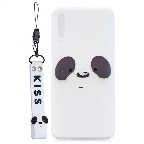 White Feather Panda Soft Kiss Candy Hand Strap Silicone Case for Huawei Honor 9X Pro