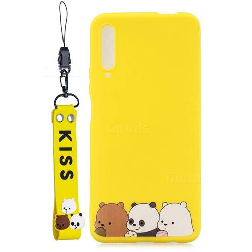 Yellow Bear Family Soft Kiss Candy Hand Strap Silicone Case for Huawei Honor 9X Pro