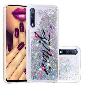 Smile Flower Dynamic Liquid Glitter Quicksand Soft TPU Case for Huawei Honor 9X Pro