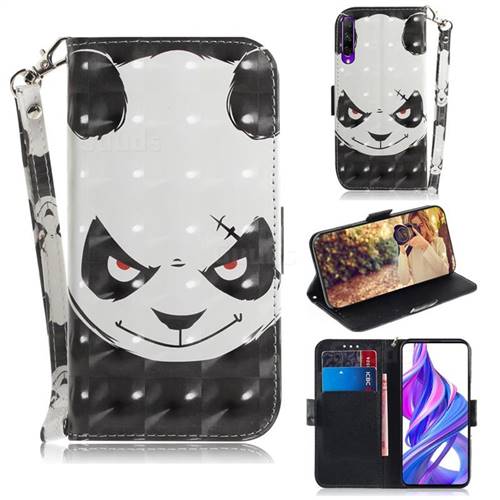 Angry Bear 3D Painted Leather Wallet Phone Case for Huawei Honor 9X Pro