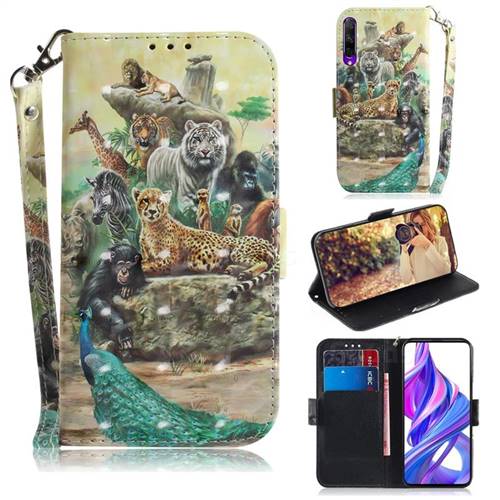 Beast Zoo 3D Painted Leather Wallet Phone Case for Huawei Honor 9X Pro