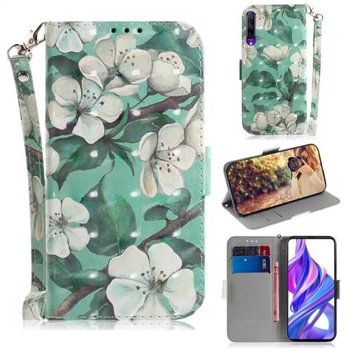 Watercolor Flower 3D Painted Leather Wallet Phone Case for Huawei Honor 9X Pro
