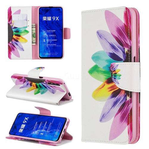 Seven-color Flowers Leather Wallet Case for Huawei Honor 9X Pro