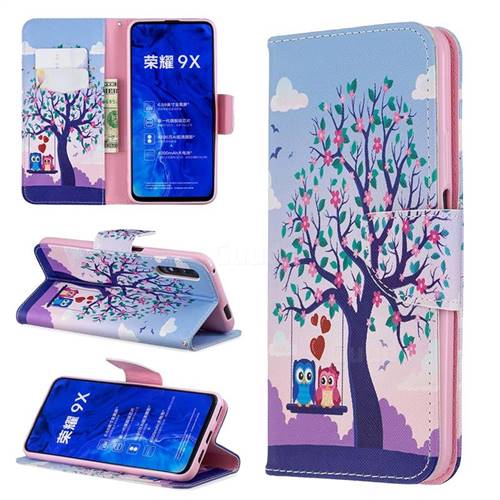 Tree and Owls Leather Wallet Case for Huawei Honor 9X Pro