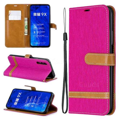 Jeans Cowboy Denim Leather Wallet Case for Huawei Honor 9X Pro - Rose