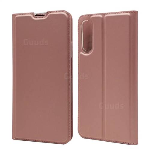 Ultra Slim Card Magnetic Automatic Suction Leather Wallet Case for Huawei Honor 9X Pro - Rose Gold