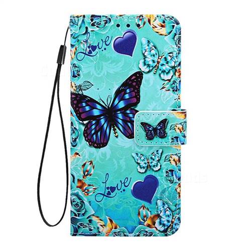Love Butterfly Matte Leather Wallet Phone Case for Huawei Honor 9X - Main Image