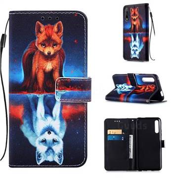 Water Fox Matte Leather Wallet Phone Case for Huawei Honor 9X Pro