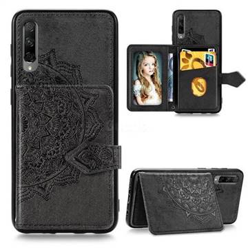 Mandala Flower Cloth Multifunction Stand Card Leather Phone Case for Huawei Honor 9X Pro - Black