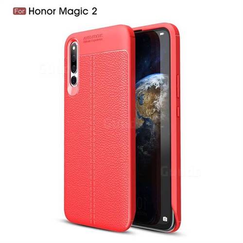 Luxury Auto Focus Litchi Texture Silicone TPU Back Cover for Huawei Honor Magic 2 - Red