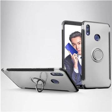 Armor Anti Drop Carbon PC + Silicon Invisible Ring Holder Phone Case for Huawei Honor Note 10 - Silver