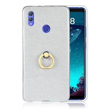Luxury Soft TPU Glitter Back Ring Cover with 360 Rotate Finger Holder Buckle for Huawei Honor Note 10 - White