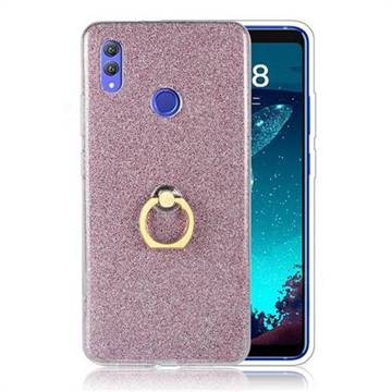 Luxury Soft TPU Glitter Back Ring Cover with 360 Rotate Finger Holder Buckle for Huawei Honor Note 10 - Pink
