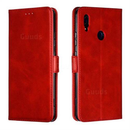 Retro Classic Calf Pattern Leather Wallet Phone Case for Huawei Honor Note 10 - Red