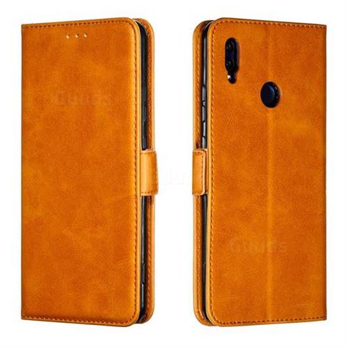 Retro Classic Calf Pattern Leather Wallet Phone Case for Huawei Honor Note 10 - Yellow