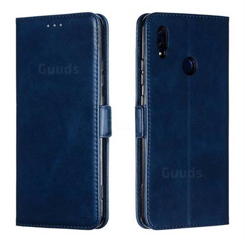Retro Classic Calf Pattern Leather Wallet Phone Case for Huawei Honor Note 10 - Blue