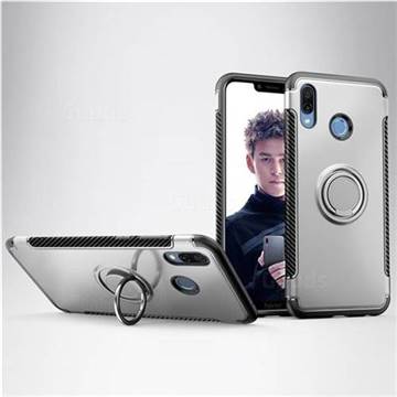 Armor Anti Drop Carbon PC + Silicon Invisible Ring Holder Phone Case for Huawei Honor Play(6.3 inch) - Silver