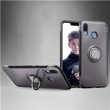 Armor Anti Drop Carbon PC + Silicon Invisible Ring Holder Phone Case for Huawei Honor Play(6.3 inch) - Grey