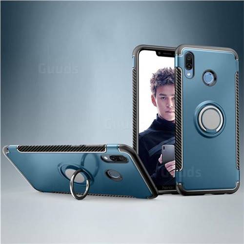 Armor Anti Drop Carbon PC + Silicon Invisible Ring Holder Phone Case for Huawei Honor Play(6.3 inch) - Navy