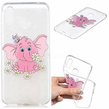 Tiny Pink Elephant Clear Varnish Soft Phone Back Cover for Huawei Honor Play(6.3 inch)
